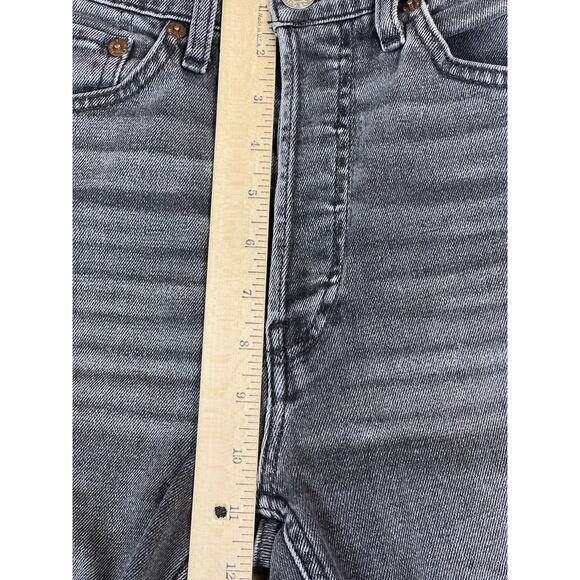 RE/DONE Jeans Womens 27 Black High Rise Stove Pipe Straight Leg Button Fly Denim - Picture 6 of 15